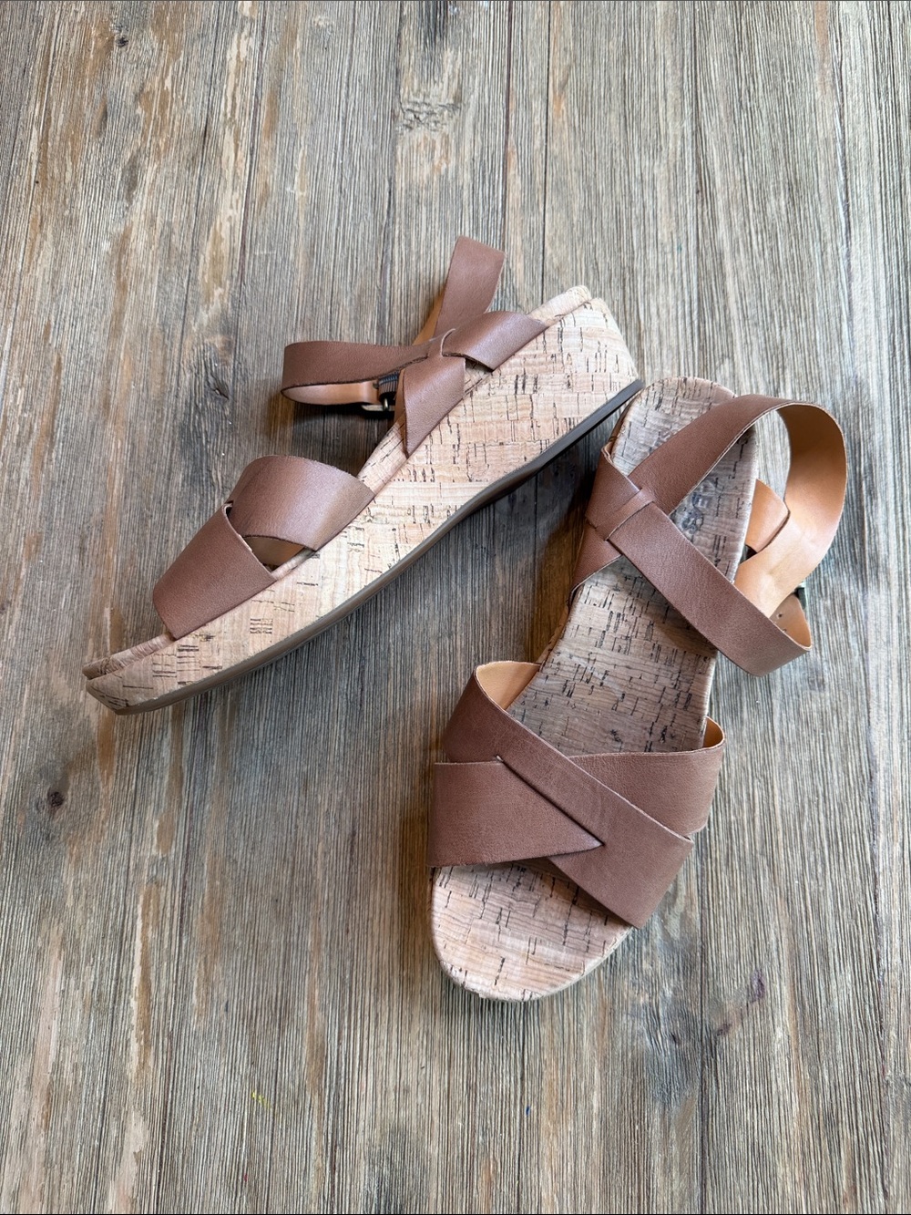 Kork Ease Brown Cork Wedge Platform Sandals 10M